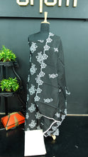 Black color embroidered synthetic rayon salwar set | PF677
