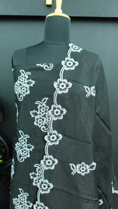 Black color embroidered synthetic rayon salwar set | PF677