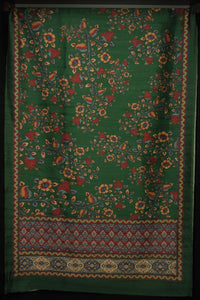 Kalamkari Digital Printed Semi Silk Sarees with Floral Pattern | JCL645