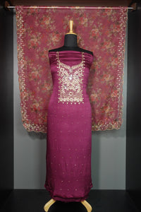 Mirror Work and Hand Embroidery Chinon Salwar Set | NI544 |