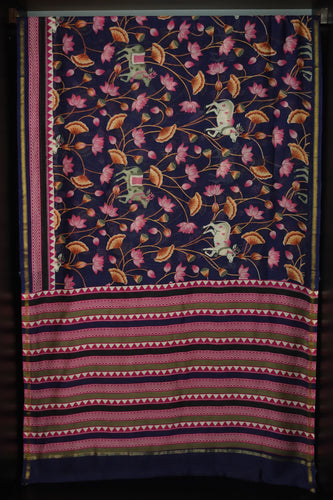 Designer Screen Printed Chanderi Finished Saree | SBS324