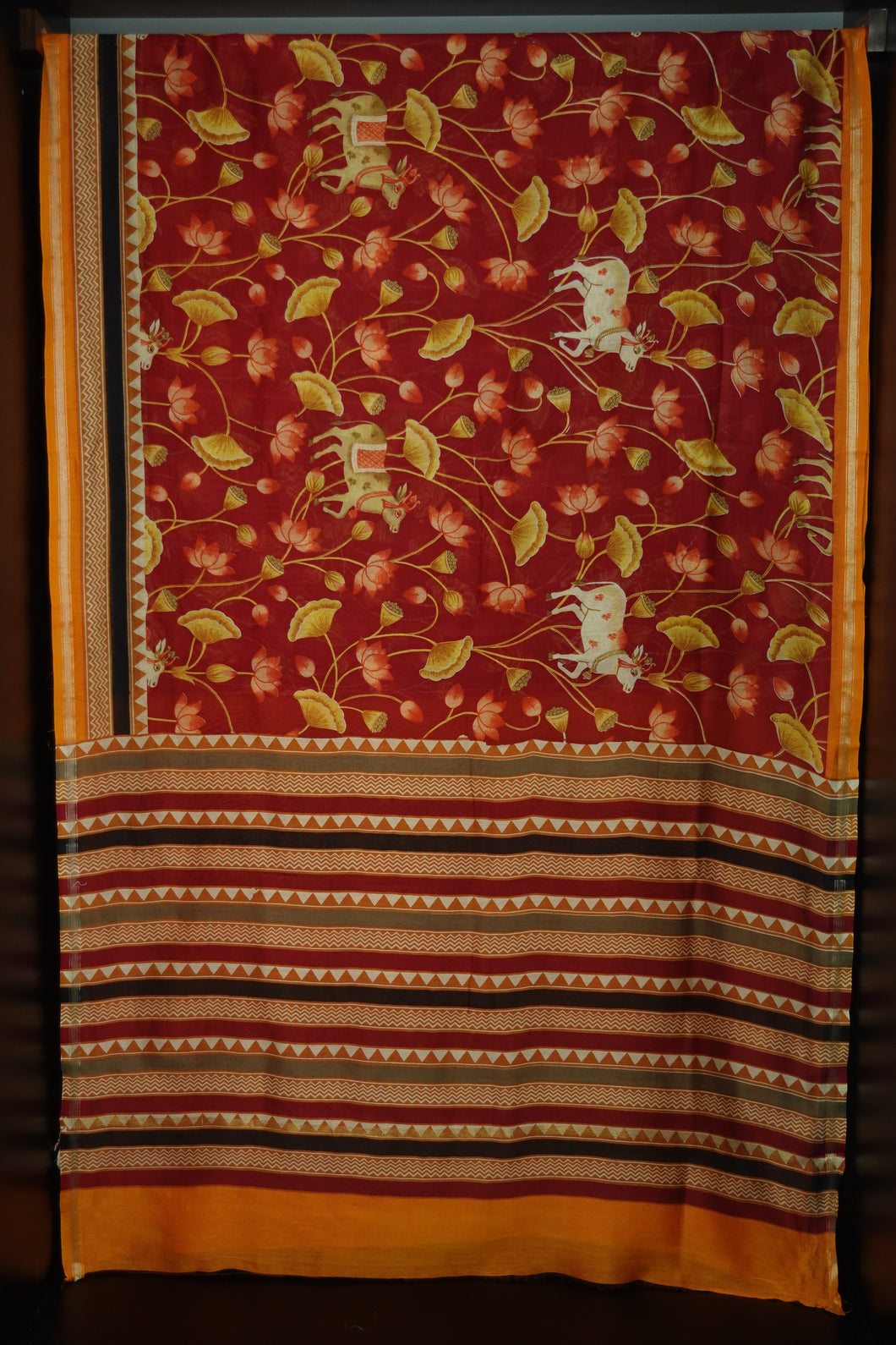 Designer Screen Printed Chanderi Finished Saree | SBS324