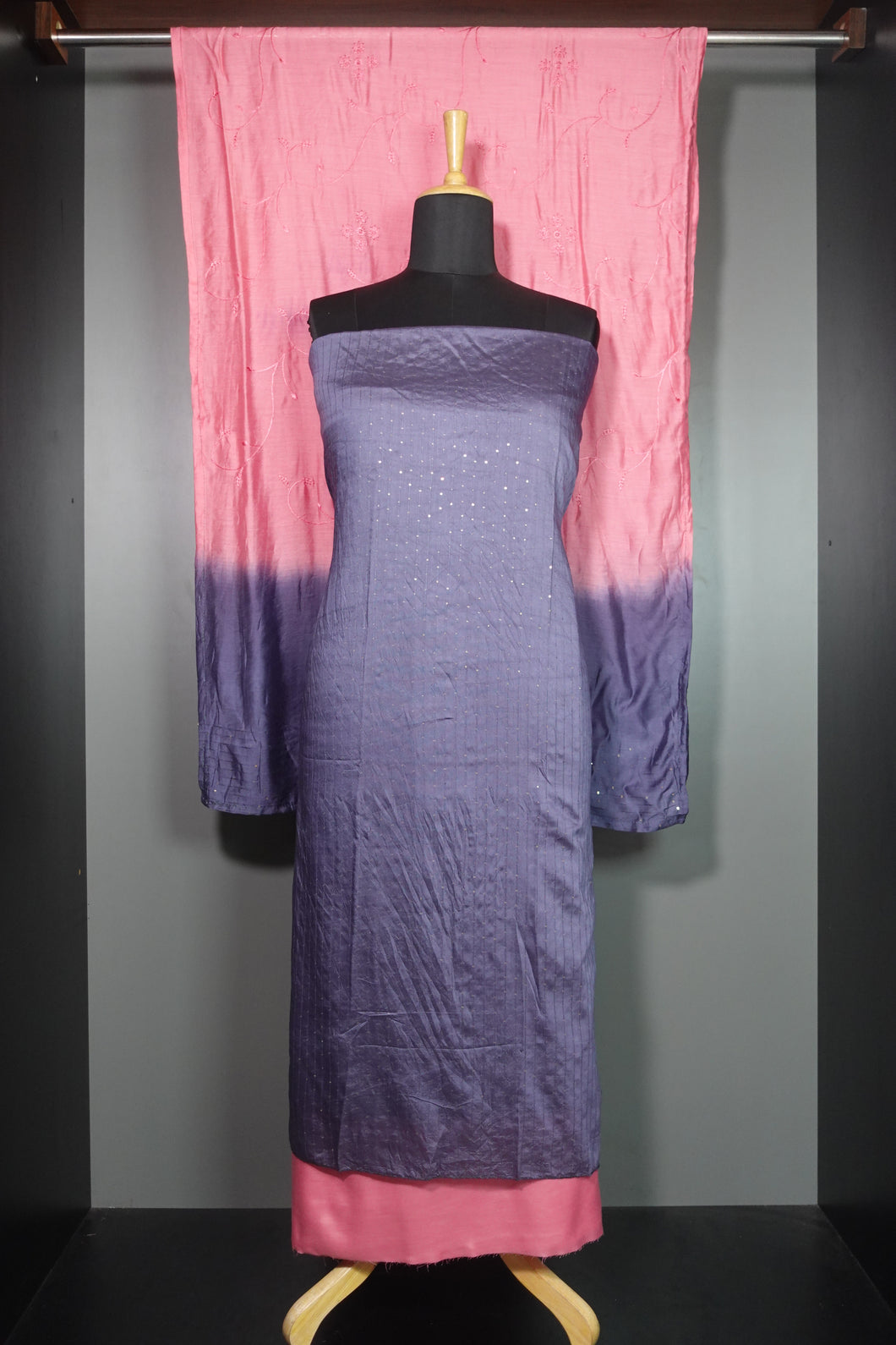 Semi-Silk Tie & Dye Sequence Weaving Unstitched Salwar Set |  NA468
