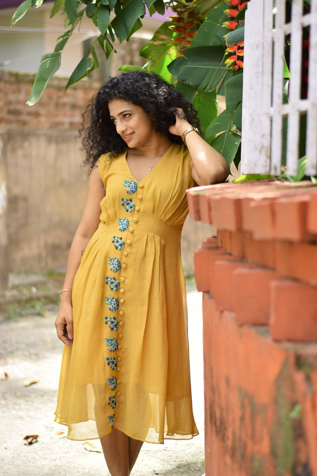 Mustard Yellow Colour Georgette Kurthi | UNSTITCHED | AH658
