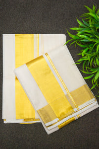 Chendamangalam Weaved Classy Set Mundu With Golden Kasavu | PH221