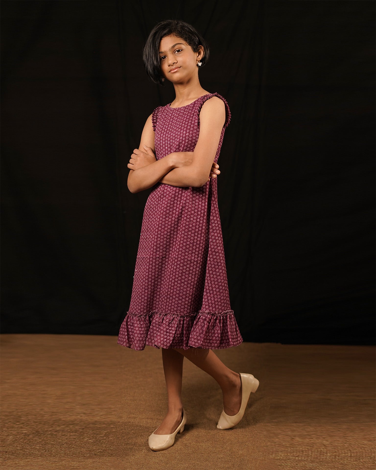 Semi Boat Neck Kids Frock | DL101