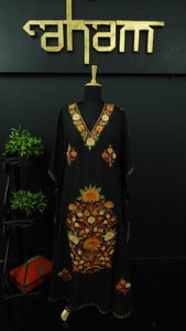 Black colour Kashmiri finish computerized embroidered kaftan | HK218