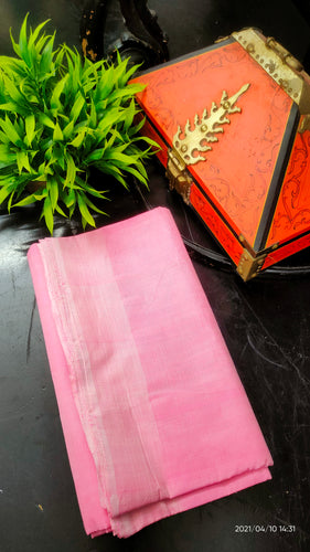 Plain pink color combination plain handwoven Chendamangalam saree | KC132