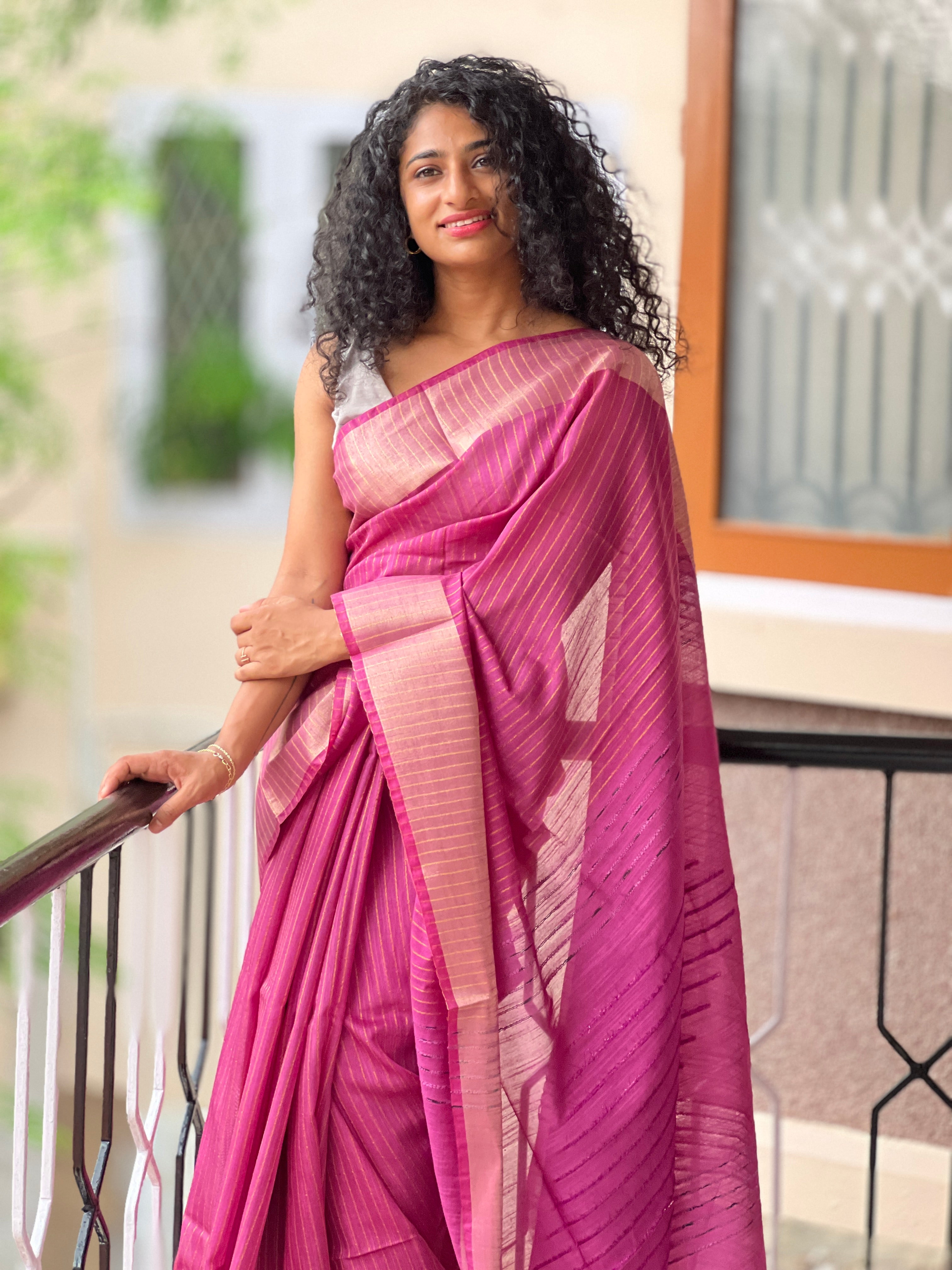 Staple Cotton Zari Border Saree | MDS263