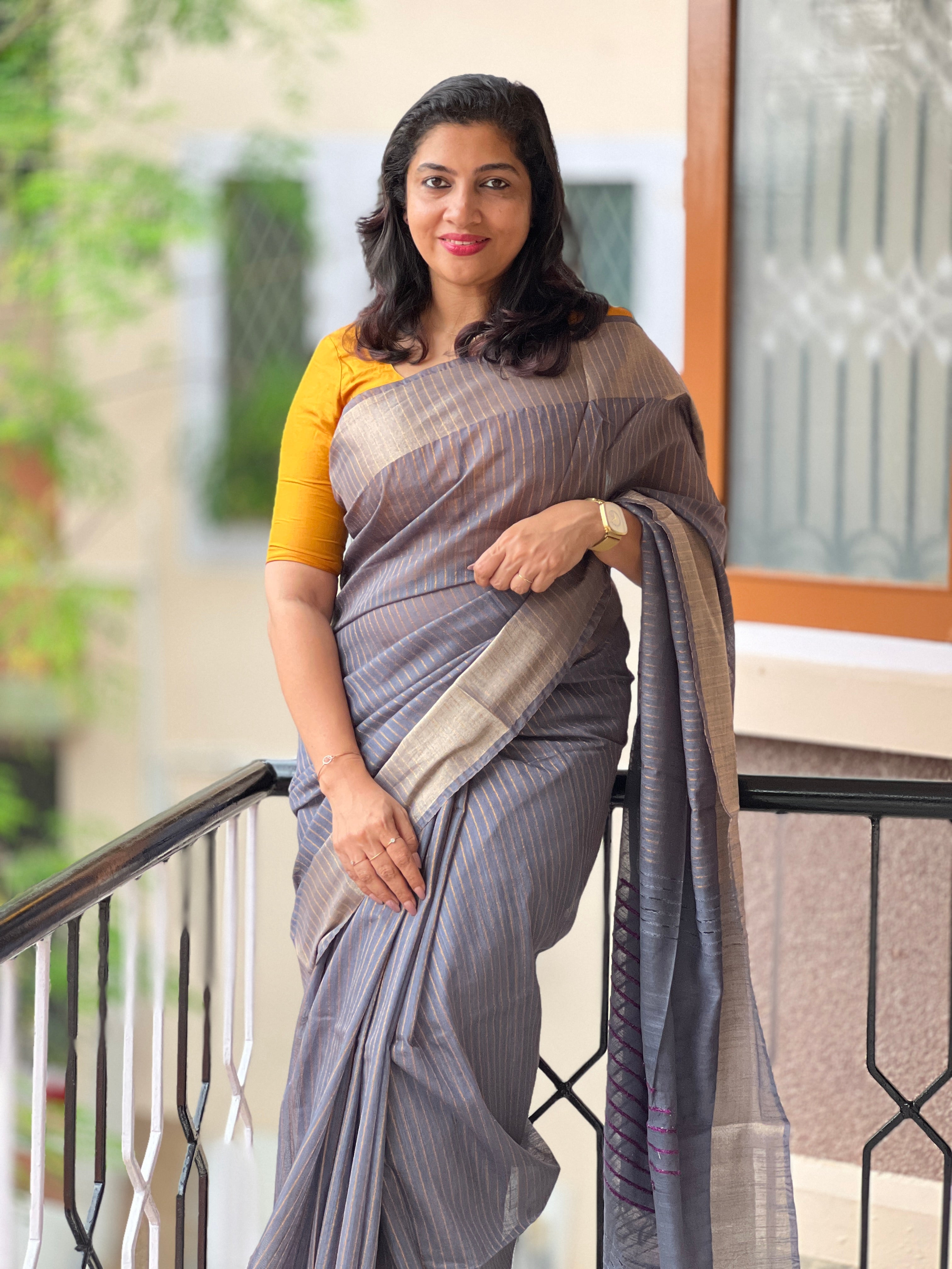 Staple Cotton Zari Border Saree | MDS263