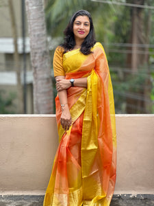 Tie & Dye and Handloomed Silky Kota Saree | RK236