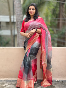 Tie & Dye and Handloomed Silky Kota Saree | RK236