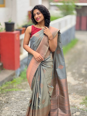 Semi silk saree with weave pattern | KT155