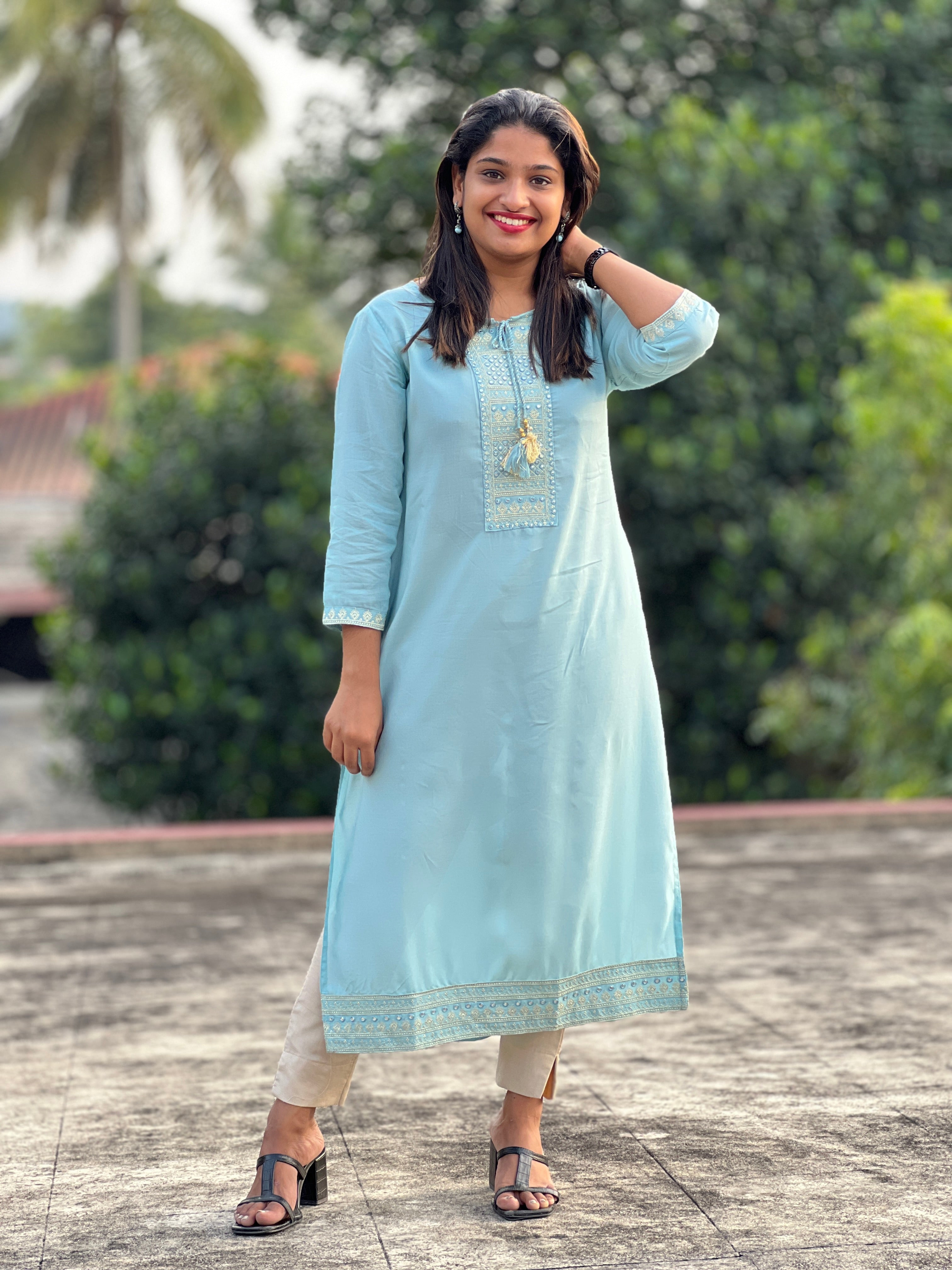 Machine embroidered Butter soft Kurtas | NI454