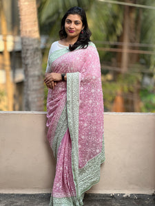 Lucknowi Embroidery Georgette Saree | RP260