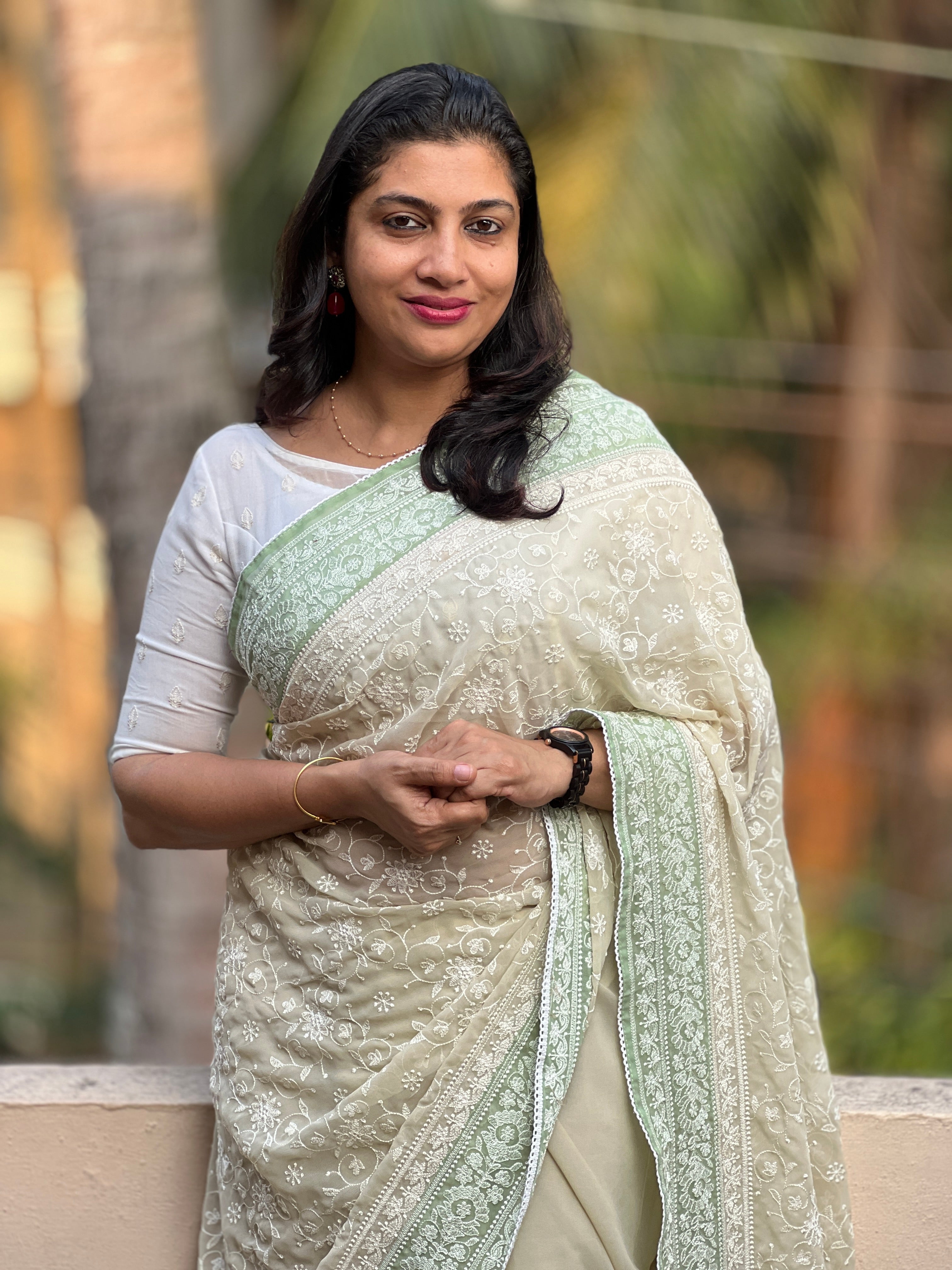 Lucknowi Embroidery Design Georgette Saree | RP274