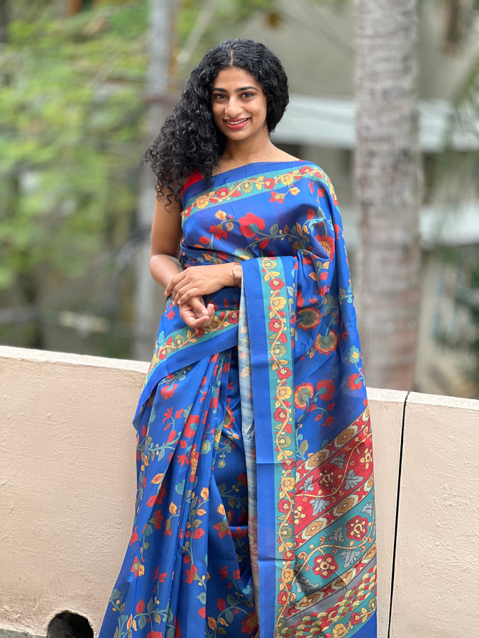 Kalamkari Digital Printed Semi Tussar Sarees | JCL641
