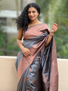 Semi Silk Sarees With Copper Weaving Pattern | KT189
