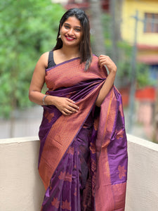 Semi Silk Sarees With Copper Weaving Pattern | KT189