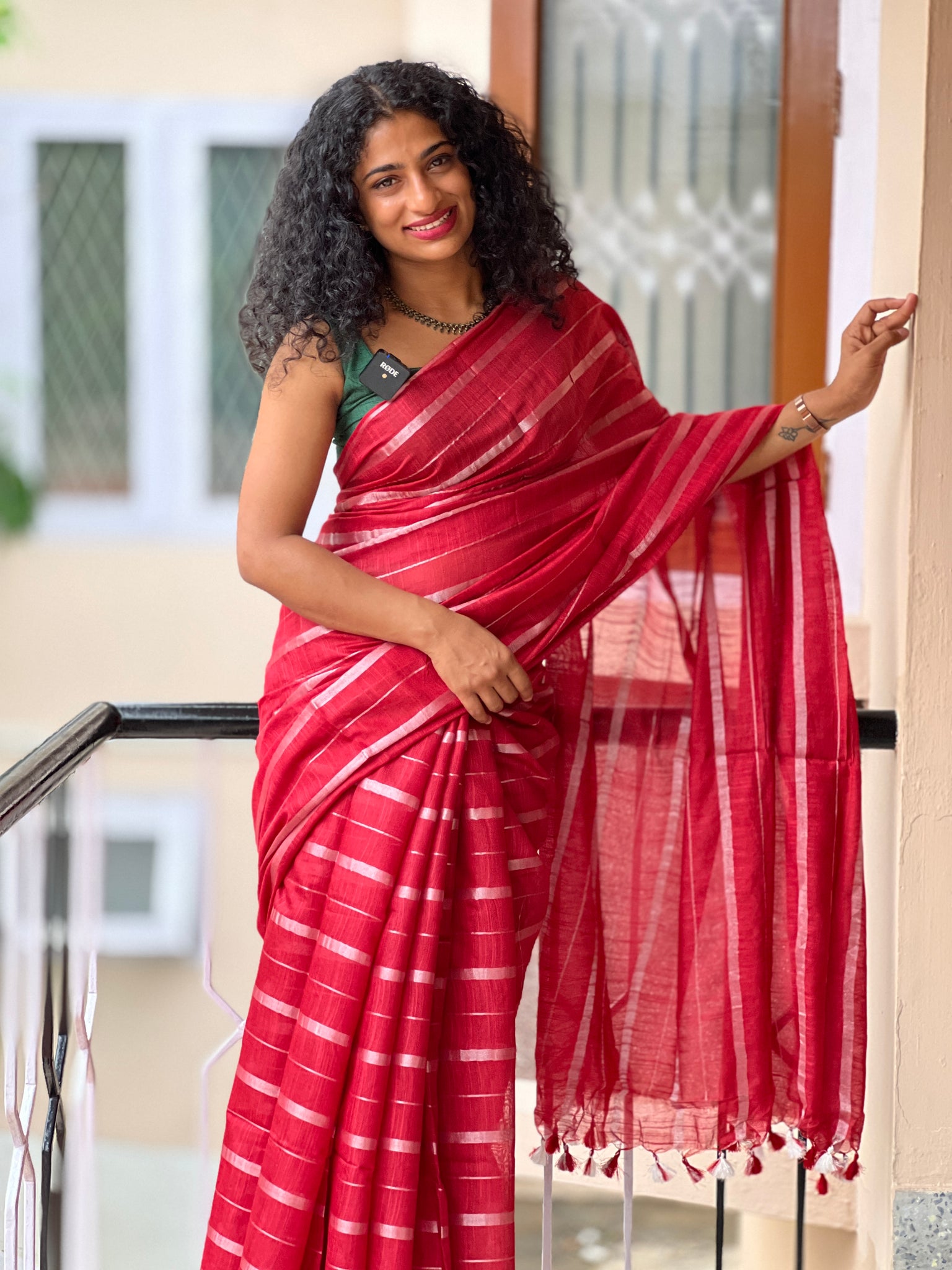 Linen Sarees | Pure Linen Saree with printed design saree online from  weavers | LINS0000601