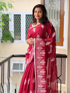 Embroidered Kota Sarees with Crochet Lace | ACT763