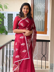 Embroidered Kota Sarees with Crochet Lace | ACT763