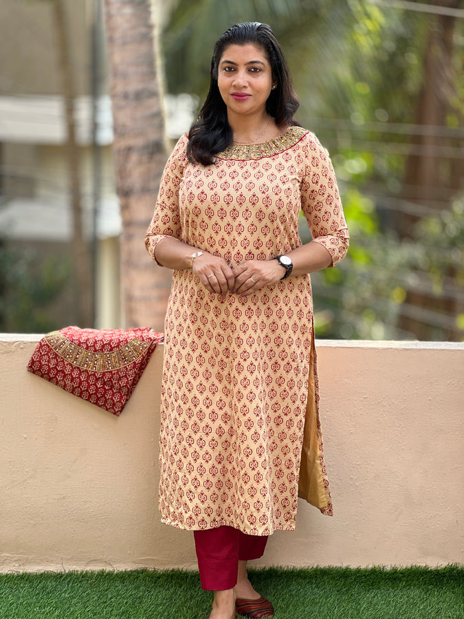 Bagru Cotton Hand Block Printed Kurta | DN356