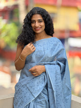 Floral Embroidery Bamboo Tussar Saree | MNH225