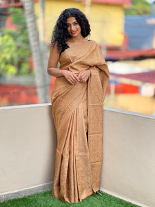 Floral Embroidery Bamboo Tussar Saree | MNH225