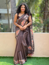 Chanderi saree Satin Floral Embroidery  | JCL772
