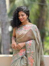 Chanderi saree Satin Floral Embroidery  | JCL772