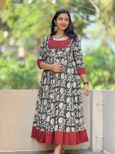 Floral Print Design Bagru Cotton Kurta Material | DN358