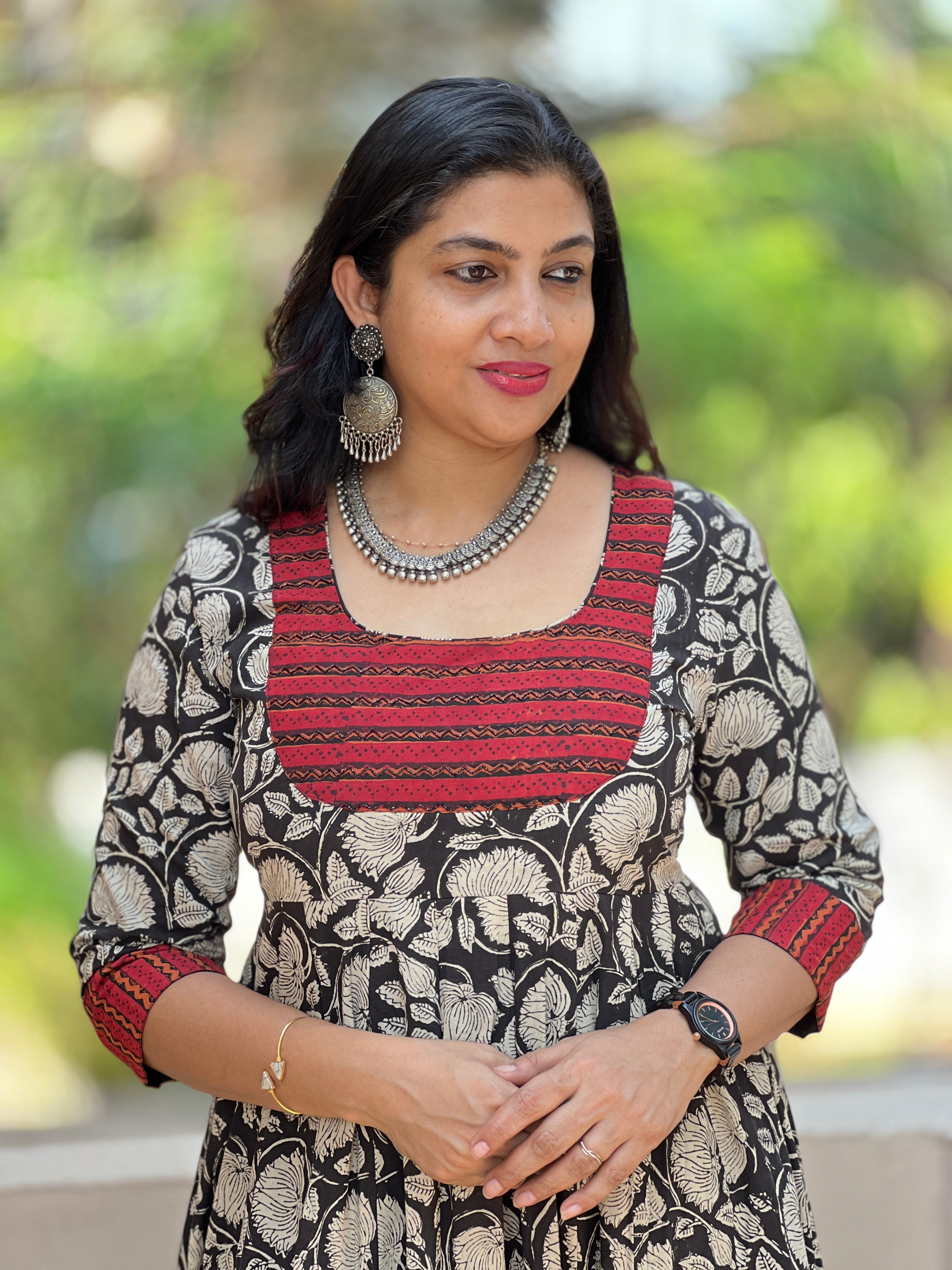 Floral Print Design Bagru Cotton Kurta Material | DN358