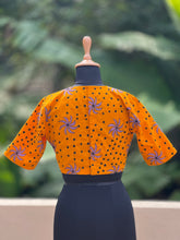 Orange Color Kantha Hand Embroidered Blouse Piece in Cotton Material | SA158