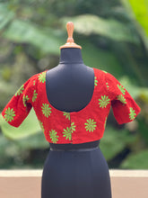 Red Color Kantha Hand Embroidered Blouse Piece in Cotton Material |  SA148