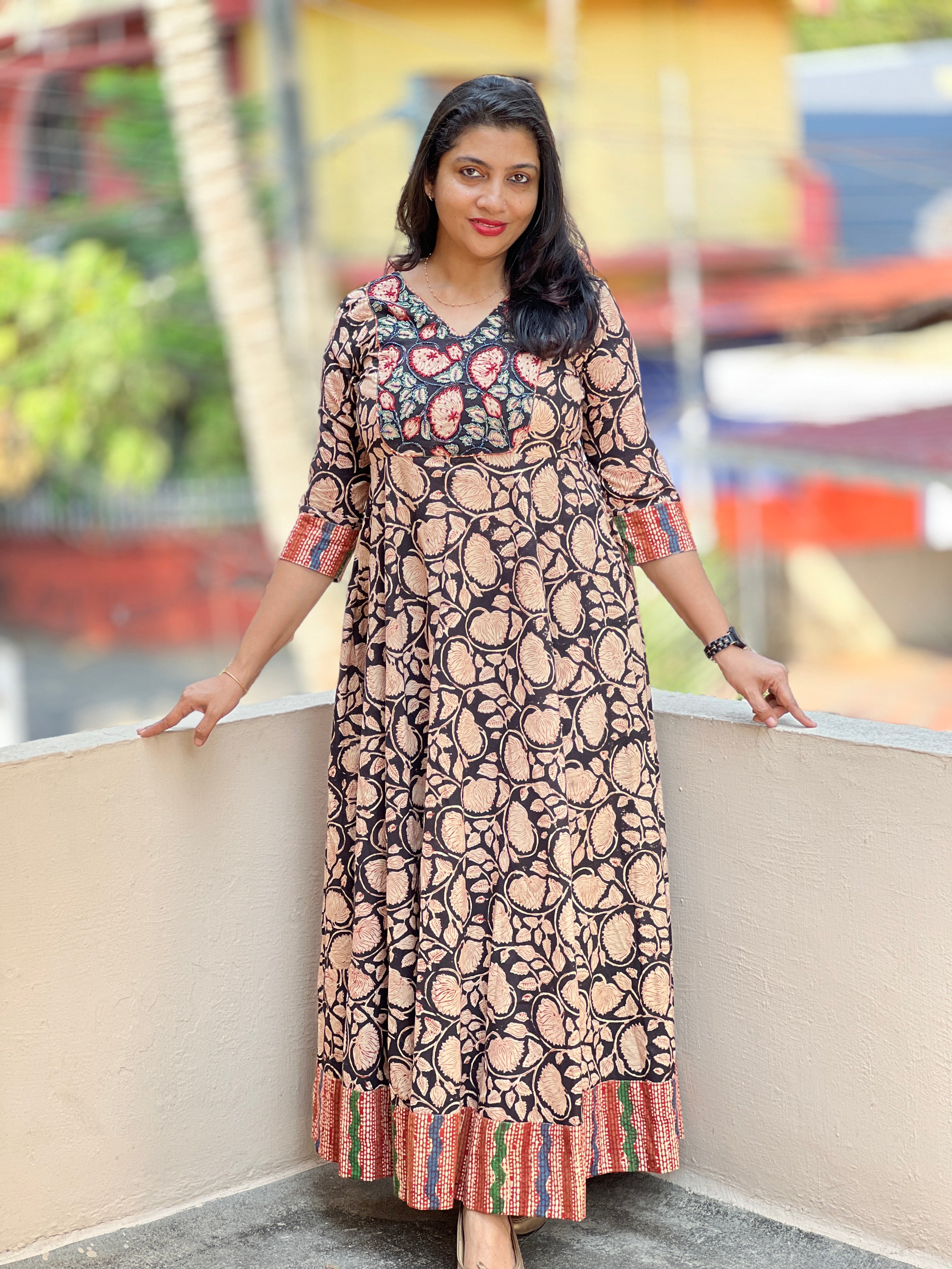 Bagru Floral Print Cotton Kurta Material | DN362