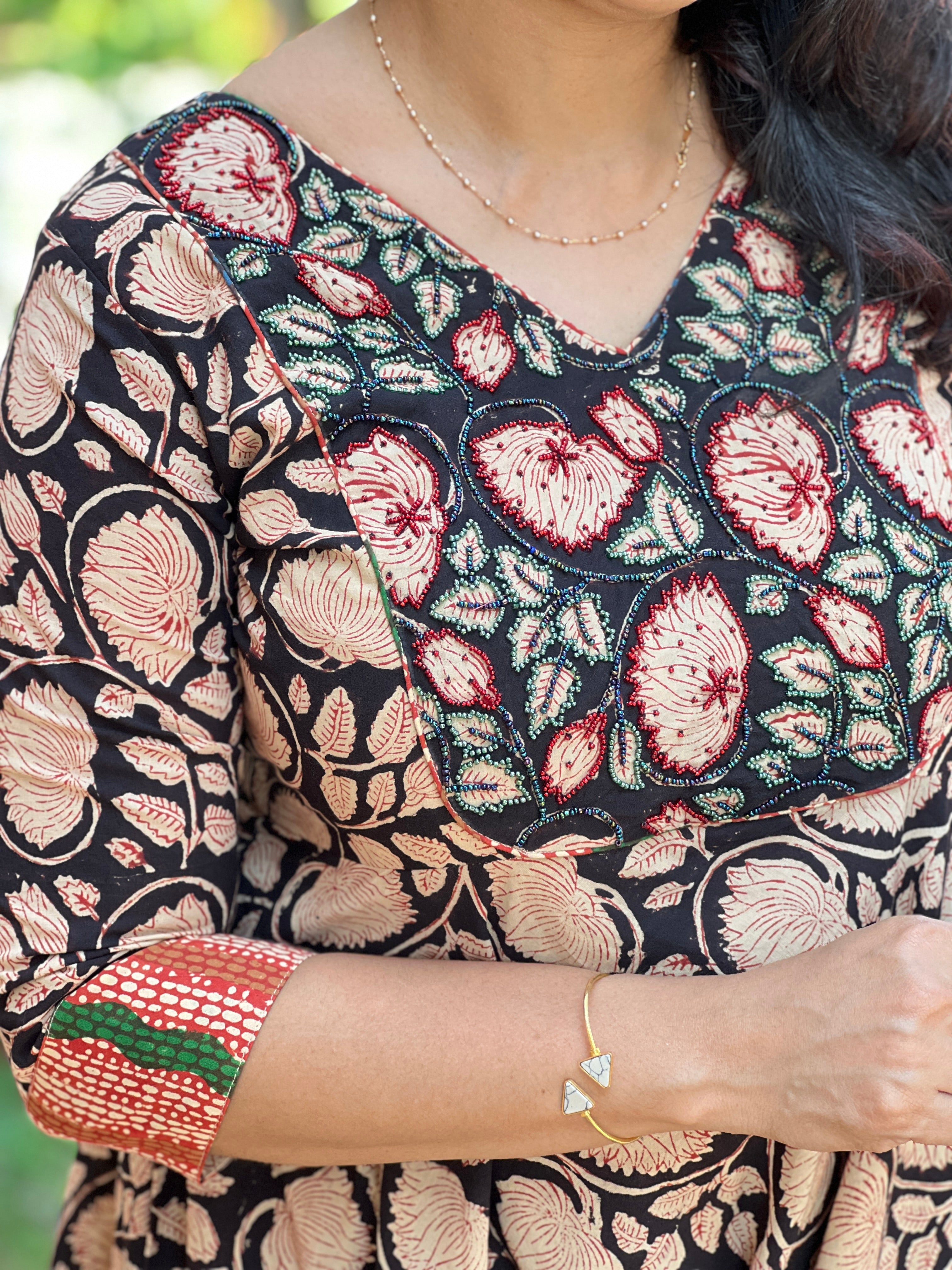 Bagru Floral Print Cotton Kurta Material | DN362