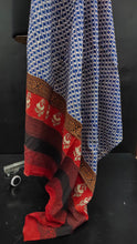 Off-white and blue color combination bagru printed Kashmiri dupatta | MC188