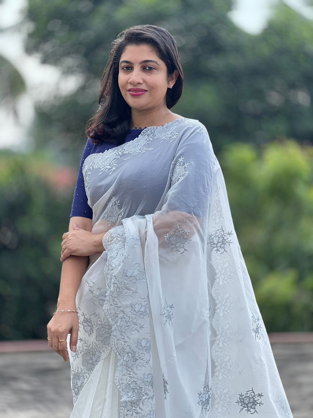 Elegant Organza Saree With Computerized Machine Embroidery | ACT760