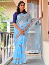 Cross Stitch Embroidery Linen Saree | RP116