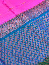 Peacock Blue & Pink Semi Silk Saree | KRK228