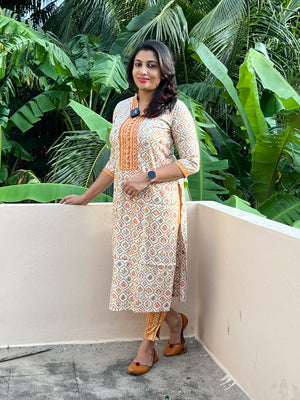 Printed Cotton Finished Rayon Kurtha Sets | OS135