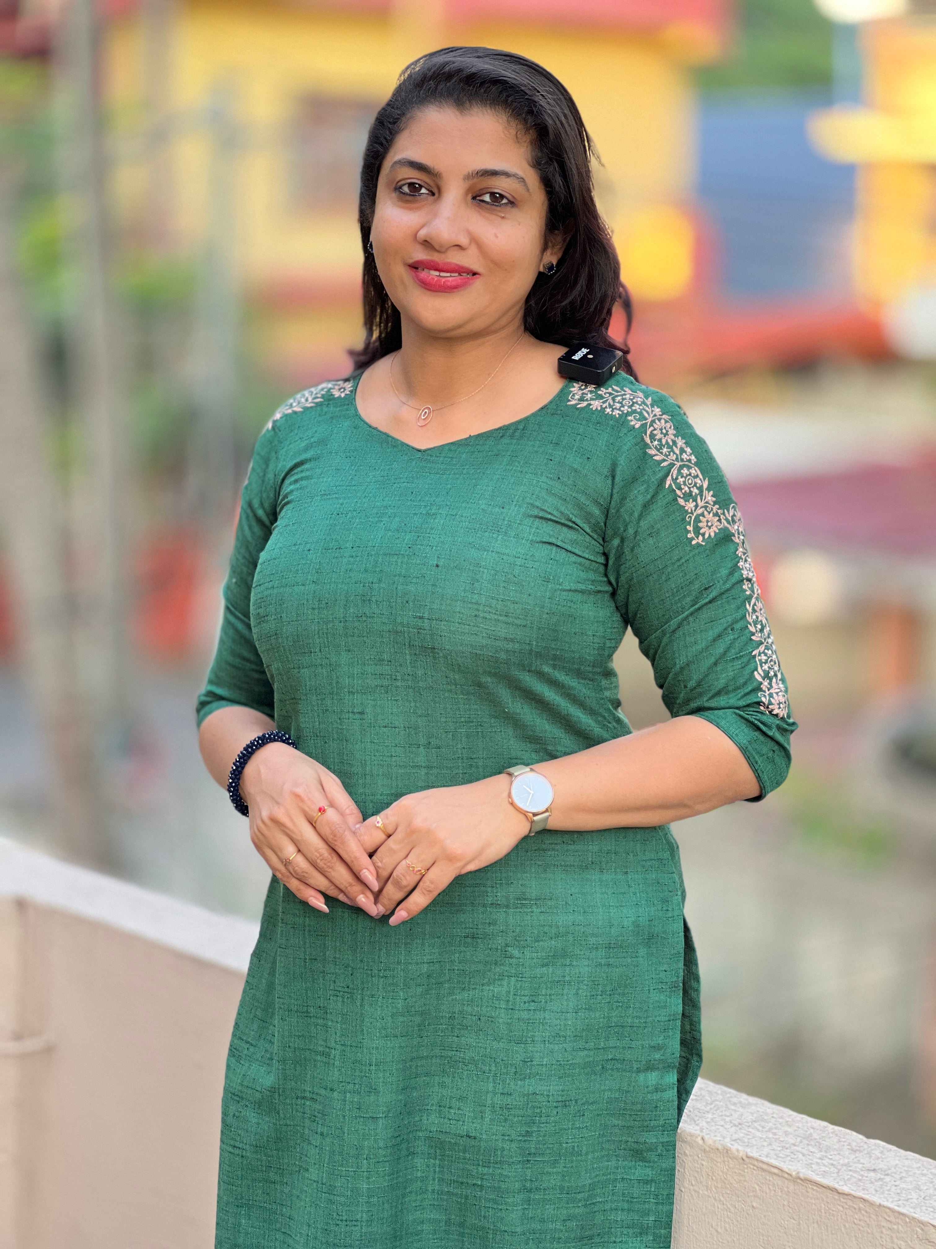Bottle Green Shade Designer Kurtha Material | UNSTITCHED | DN283