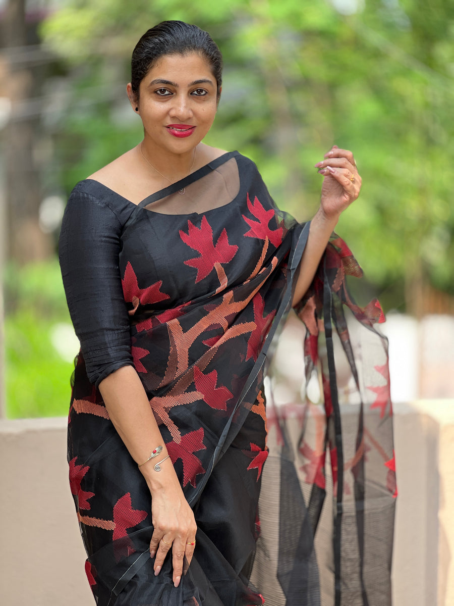 Elegant Organza Sarees With Jamdani Weaving Pattern | AB256