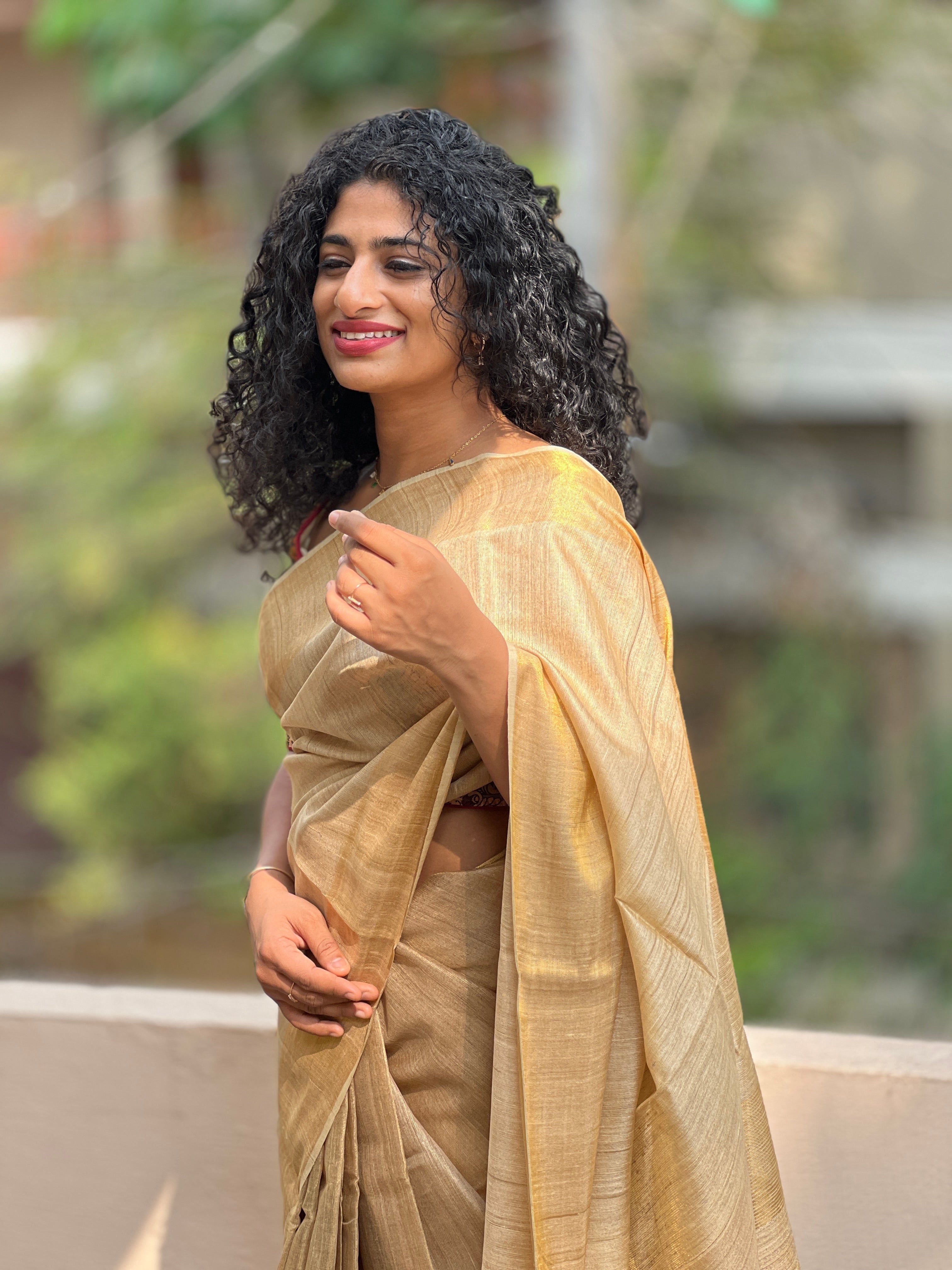 Desi Tussar Saree with Tissue Weaves | ACT652