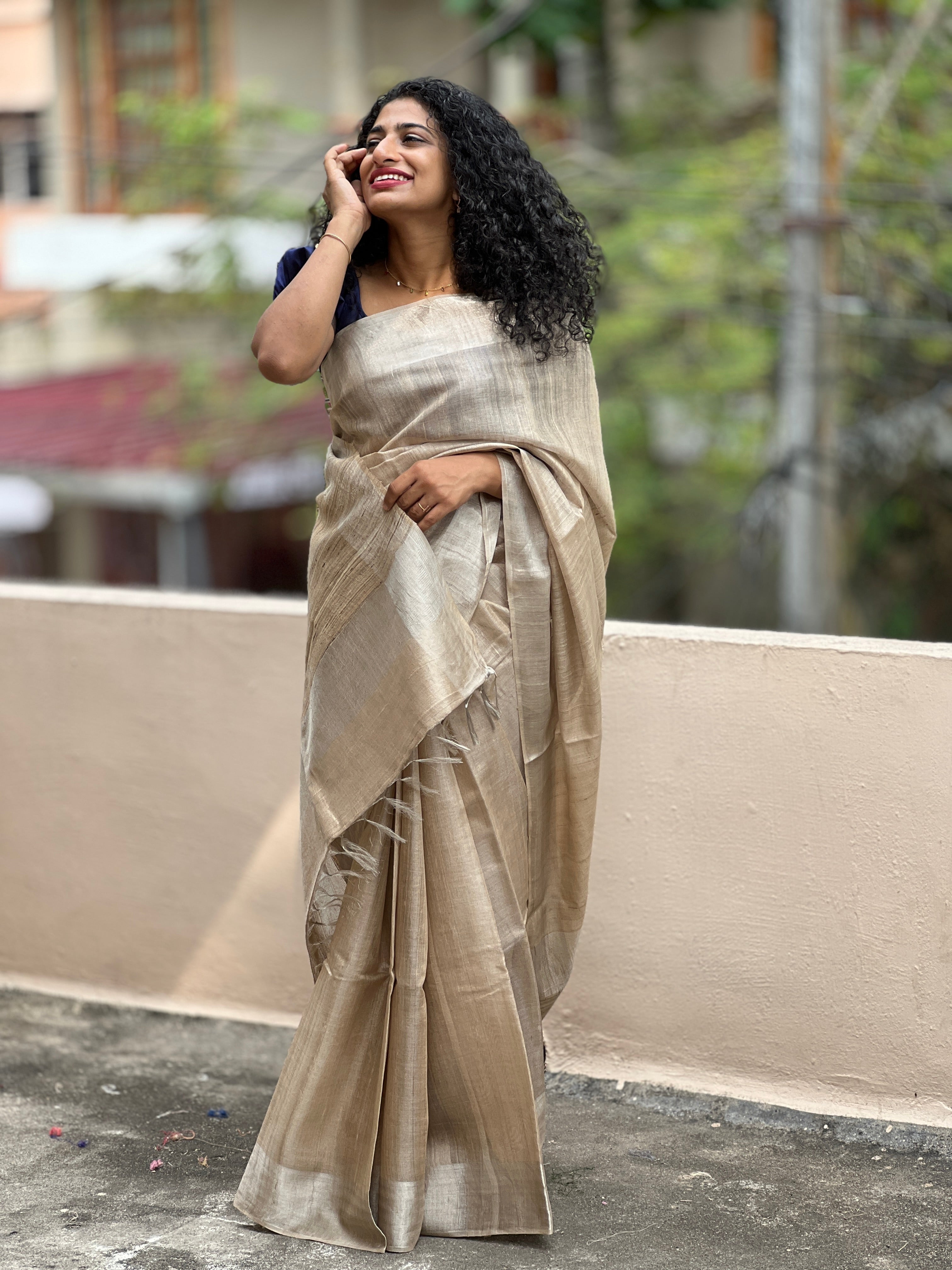 Desi Tussar Saree with Tissue Weaves | ACT652