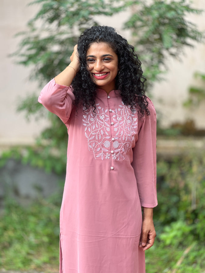 Hand Embroidered Viscous Georgette Kurta | OS205