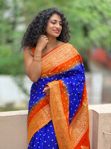 Bandhani Tie & Dyed Chiniya Silk Sarees | JCL730