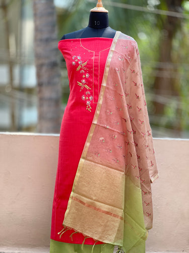Pink Hand Embroidered Rayon Salwar Set | JCL325