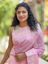 Embroidered Pink Colour Chanderi Saree  | JCL789